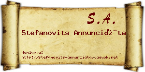 Stefanovits Annunciáta névjegykártya